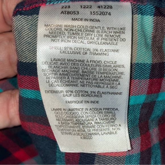 Columbia Mens Blue Red Aqua Plaid Button-up Shirt Men's Size 4XL Tall Big & Tall - Picture 7 of 7